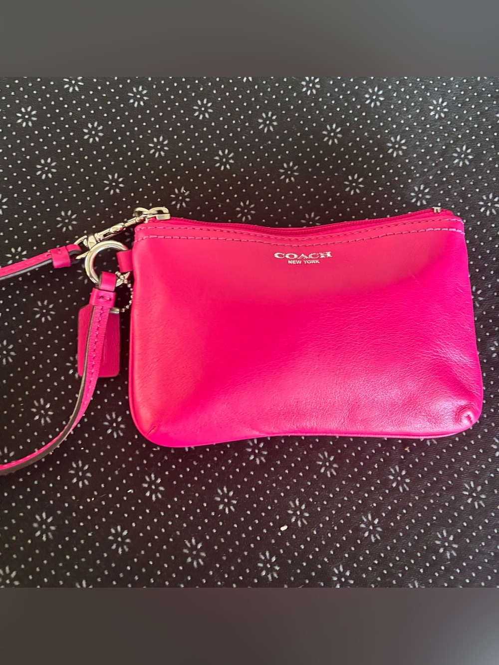 COACH Hot Pink Leather Wristlet Clutch